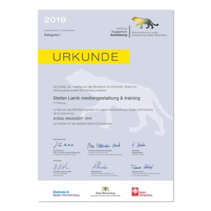 Urkunde LEA-Preis